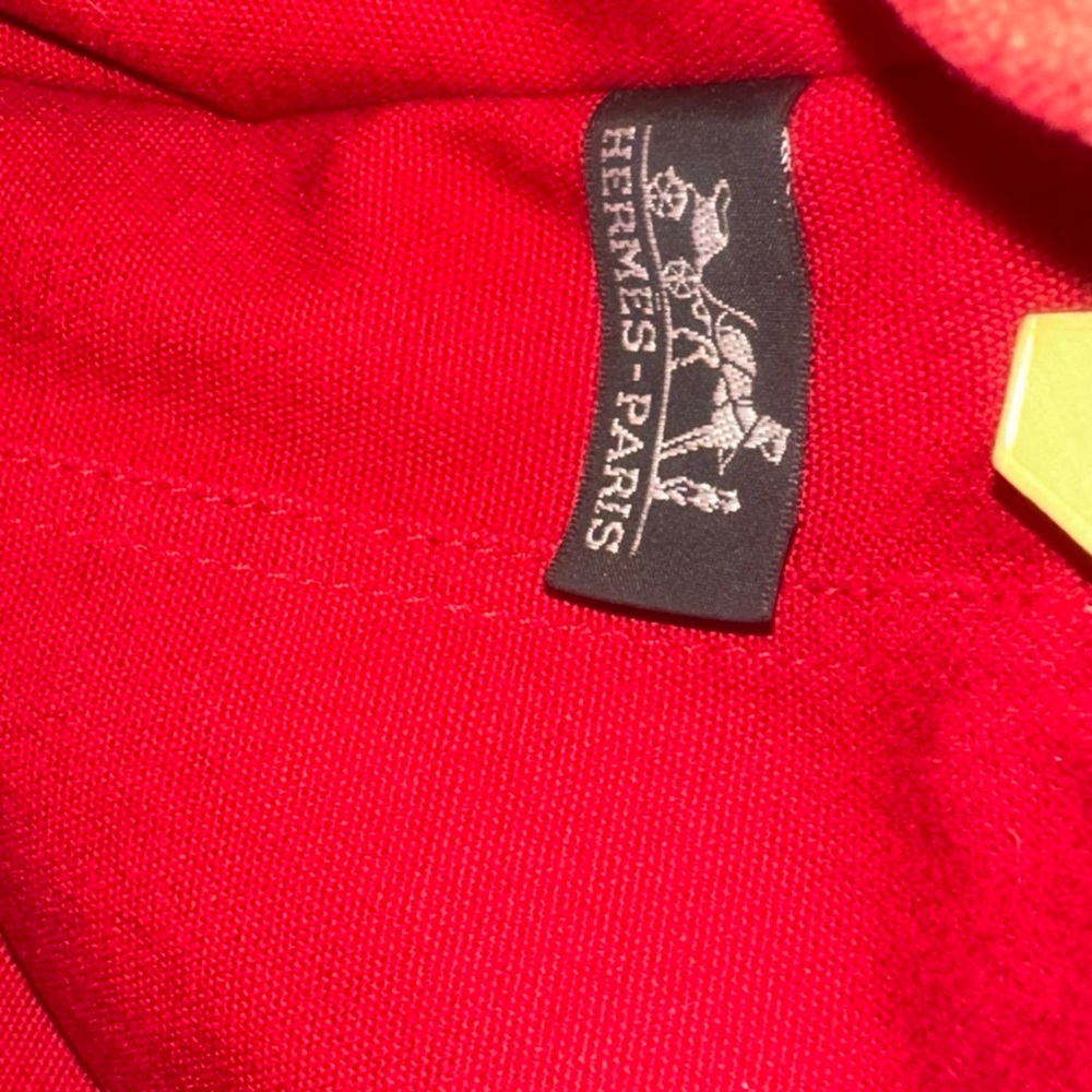 HERMES DEAUVILLE PM Red Canvas Tote Bag LIKE NEW CONDITION. Unisex. 22x30x8(HWD) - Picture 9 of 12